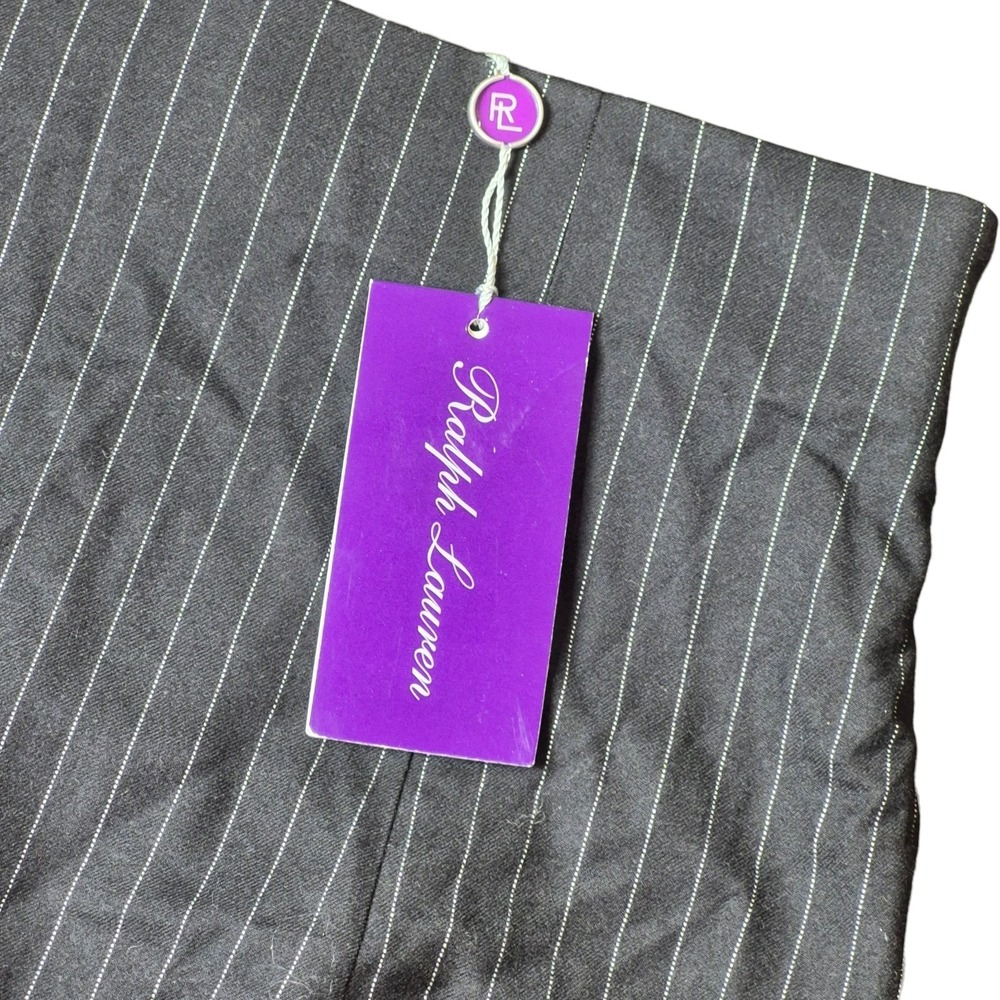 Ralph Lauren Purple Label Womens 4 Luxury Wool Cashmere Pinstripe Midi Skirt NWT